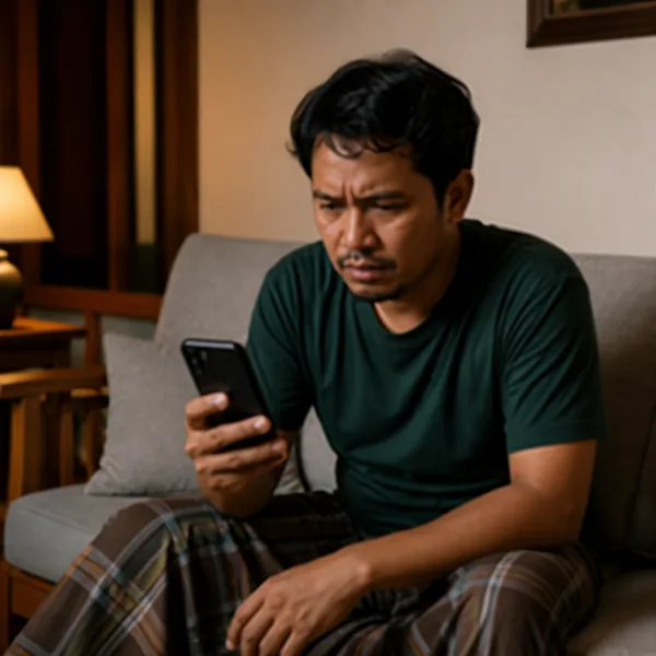 Pemilik toko cemas memantau toko lewat HP dari rumah